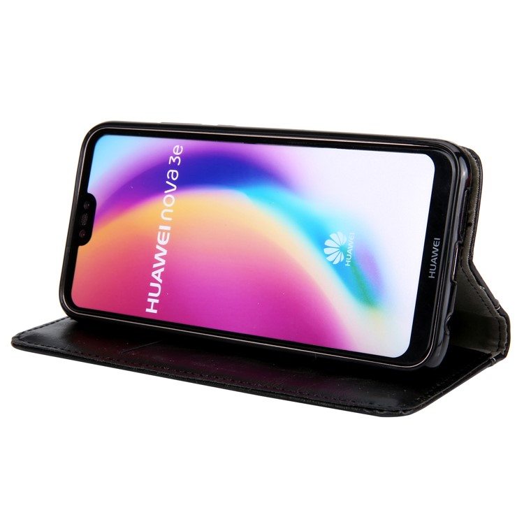 Stitching PU Leather Flip Case with Wallet and Stand for Huawei P20 Lite / Nova 3e - Black-4