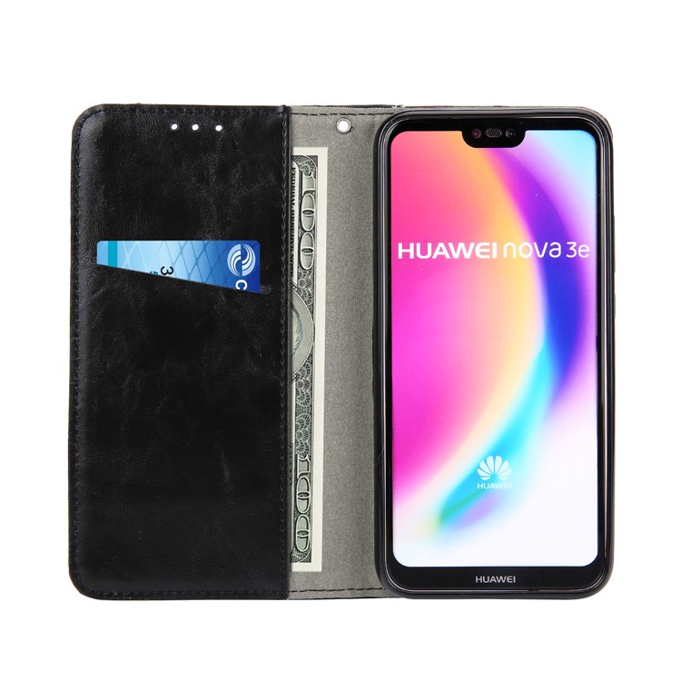 Stitching PU Leather Flip Case with Wallet and Stand for Huawei P20 Lite / Nova 3e - Black-5