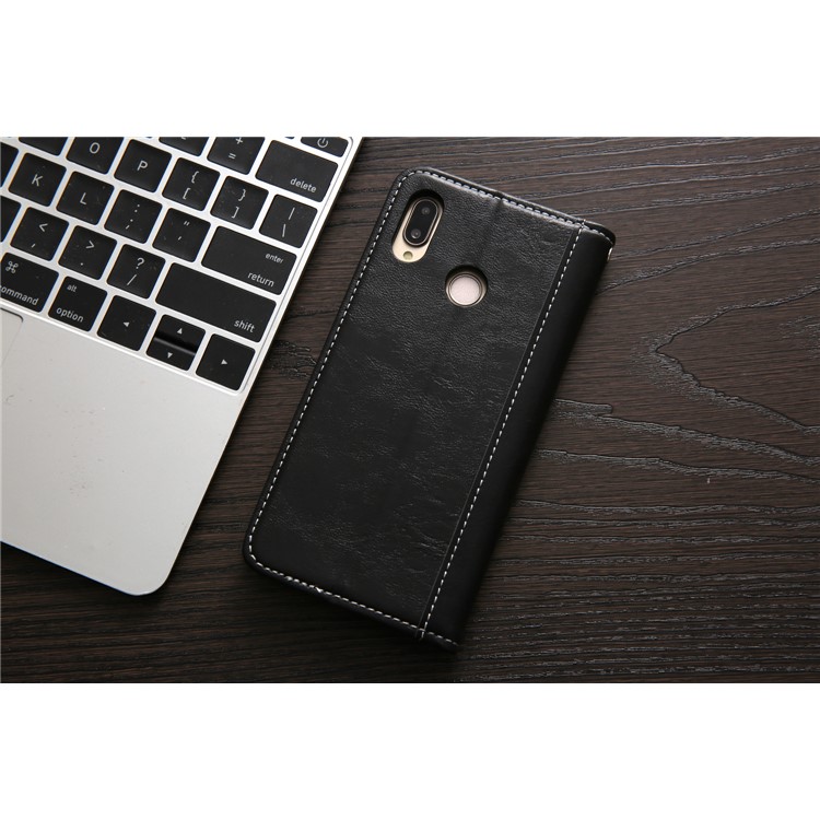 Stitching PU Leather Flip Case with Wallet and Stand for Huawei P20 Lite / Nova 3e - Black-7