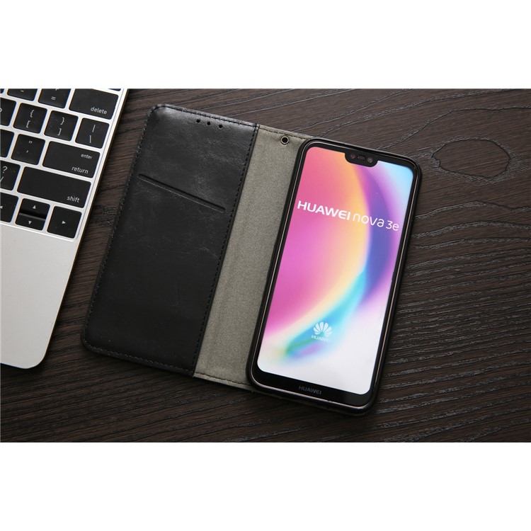 Stitching PU Leather Flip Case with Wallet and Stand for Huawei P20 Lite / Nova 3e - Black-8