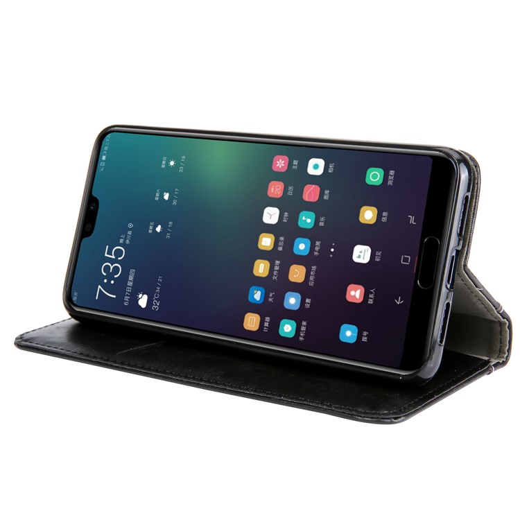 Stitching PU Leather Flip Case with Wallet and Stand for Huawei P20 Pro - Black-4