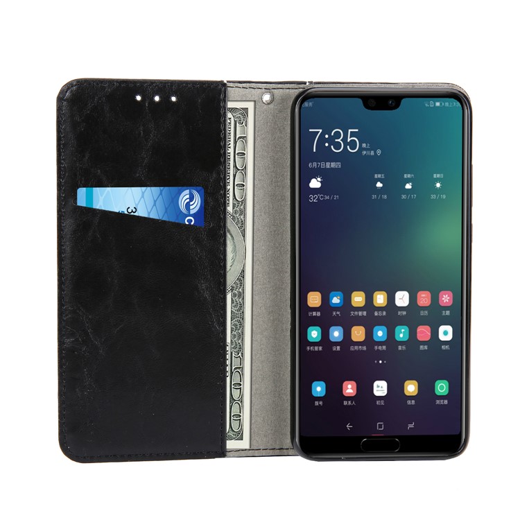 Stitching PU Leather Flip Case with Wallet and Stand for Huawei P20 Pro - Black-5