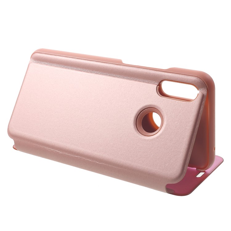 Electroplating Mirror Surface View Ventana de Cuero de Cuero Para Huawei Nova 3 - Oro Rosa