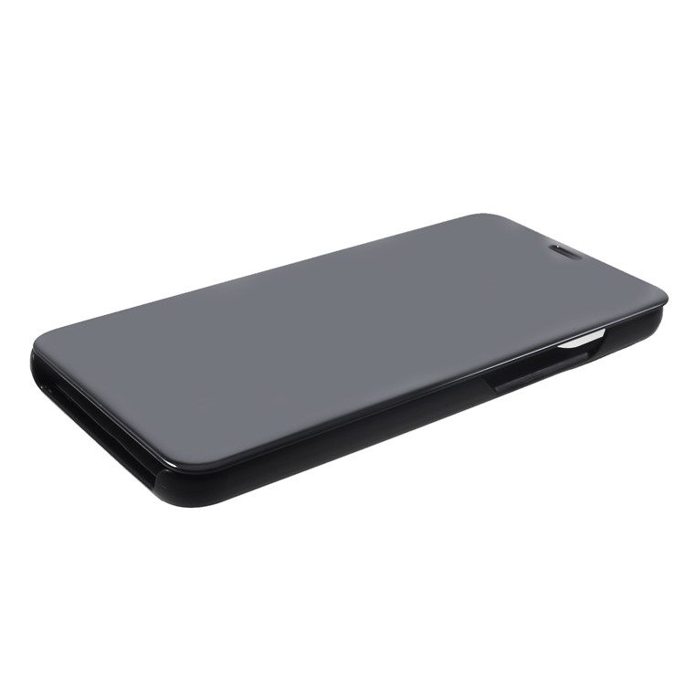 Electroplating Mirror Surface View Window Leather Stand Casing for Huawei nova 3 - Black-4