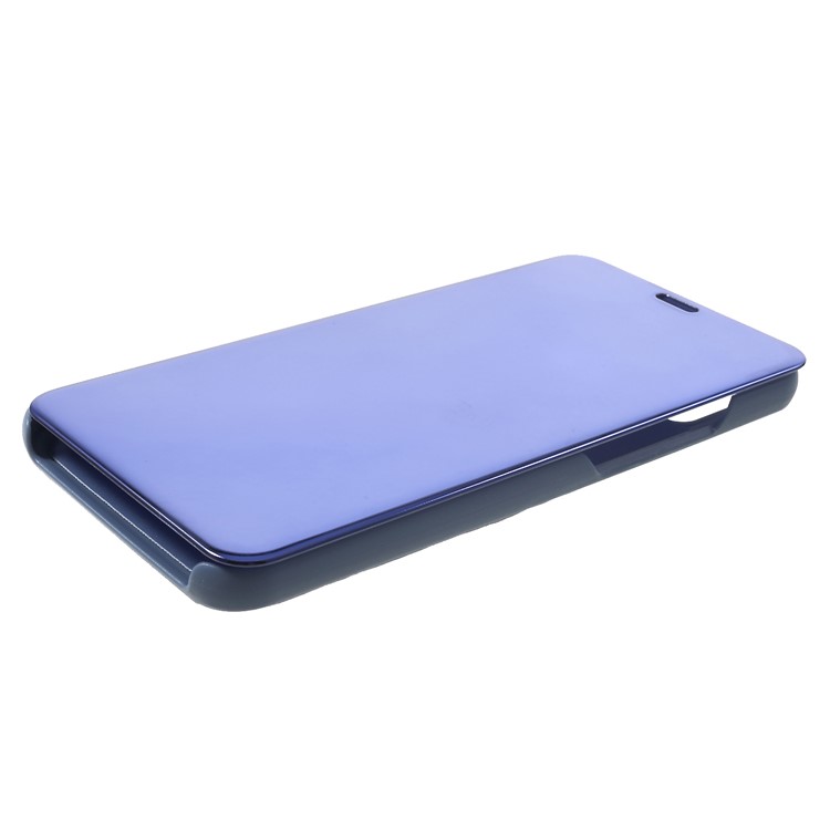Electroplating Mirror Surface View Window Leather Stand Flip Phone Case for Huawei nova 3 - Blue-4