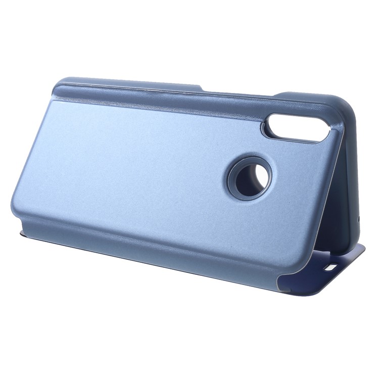 Electroplating Mirror Surface View Window Leather Stand Flip Phone Case for Huawei nova 3 - Blue-5
