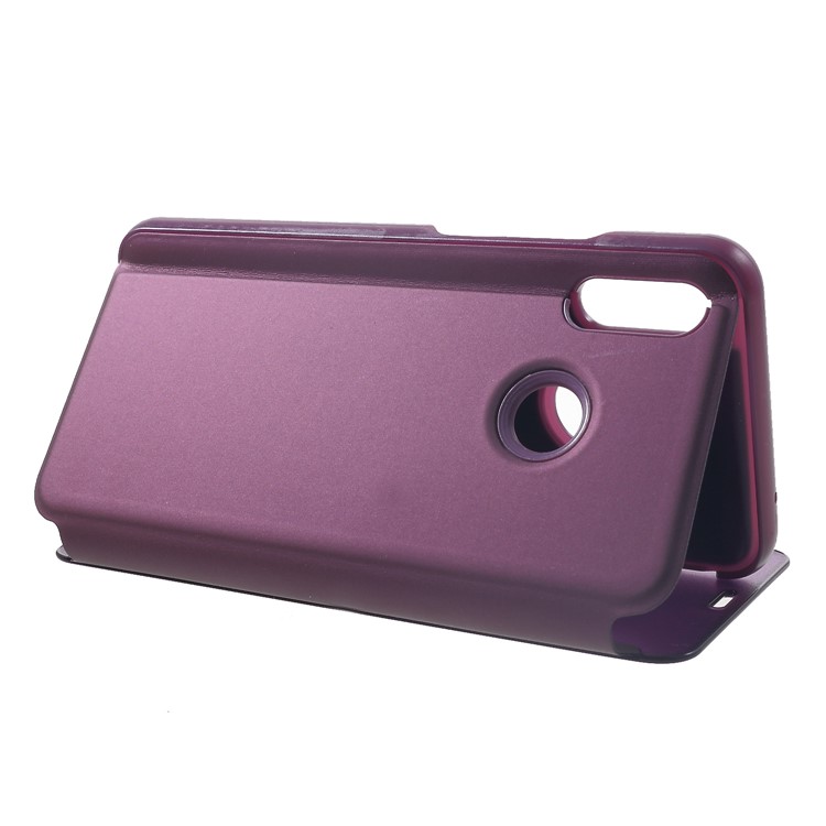 Electroplating Mirror Surface View Window Leather Stand Cover Shell for Huawei nova 3 - Purple-5