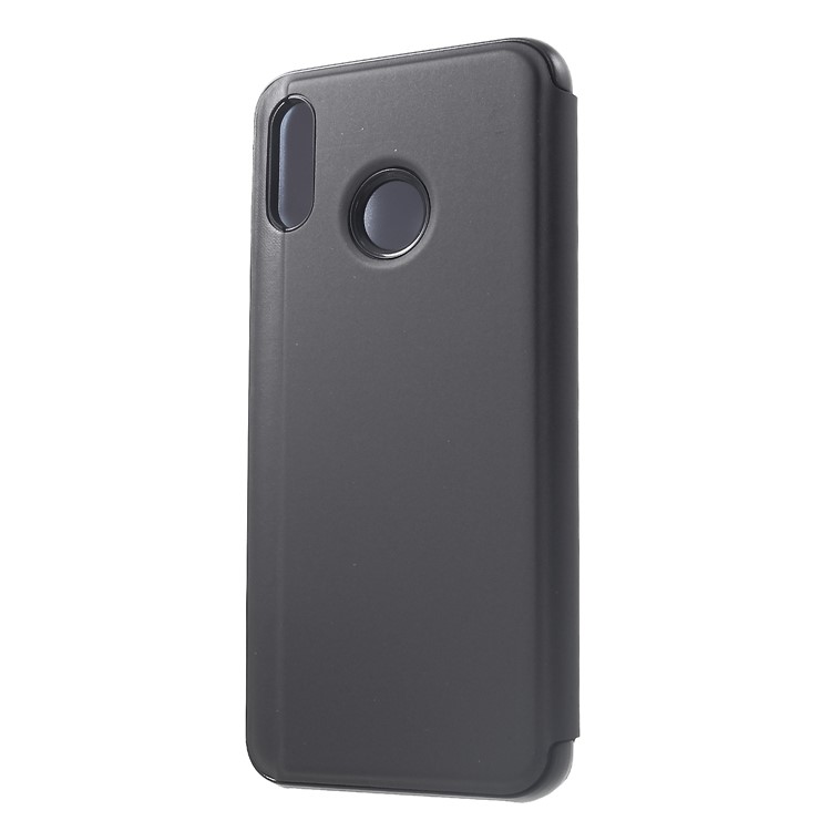 Electroplating Mirror Surface View Window Leather Stand Cover for Huawei nova 3i / P Smart Plus - Black-2