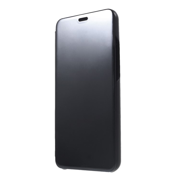 Electroplating Mirror Surface View Window Leather Stand Cover for Huawei nova 3i / P Smart Plus - Black-3
