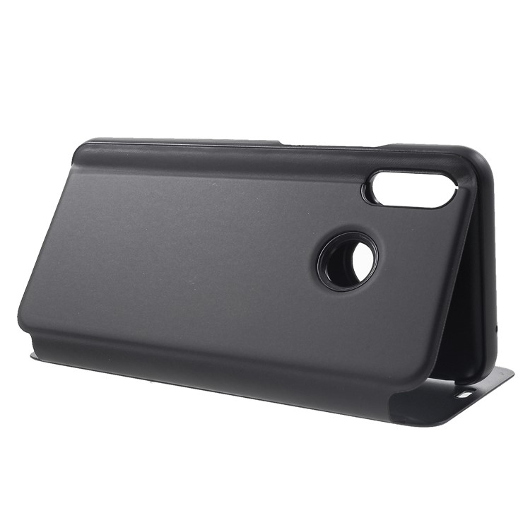 Electroplating Mirror Surface View Window Leather Stand Cover for Huawei nova 3i / P Smart Plus - Black-5