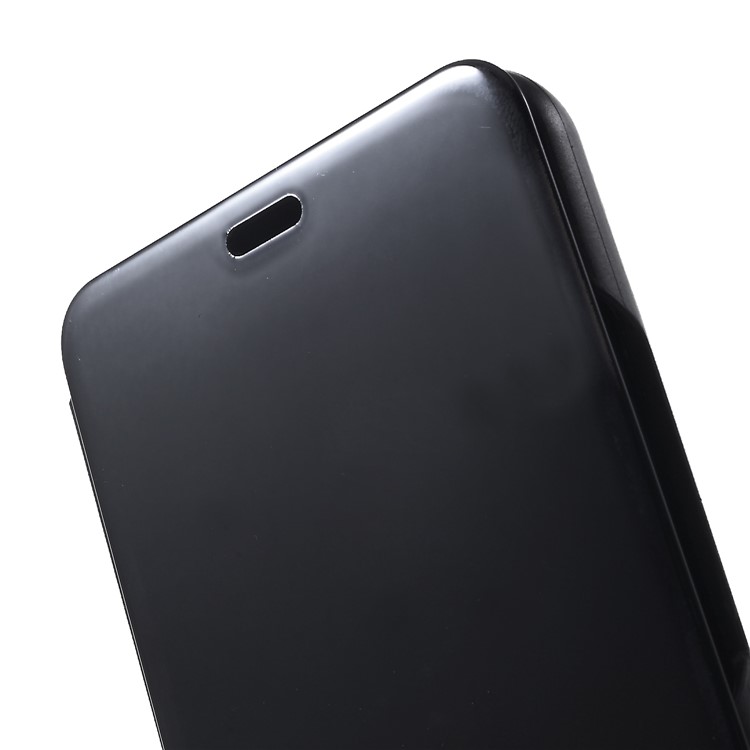 Electroplating Mirror Surface View Window Leather Stand Cover for Huawei nova 3i / P Smart Plus - Black-6