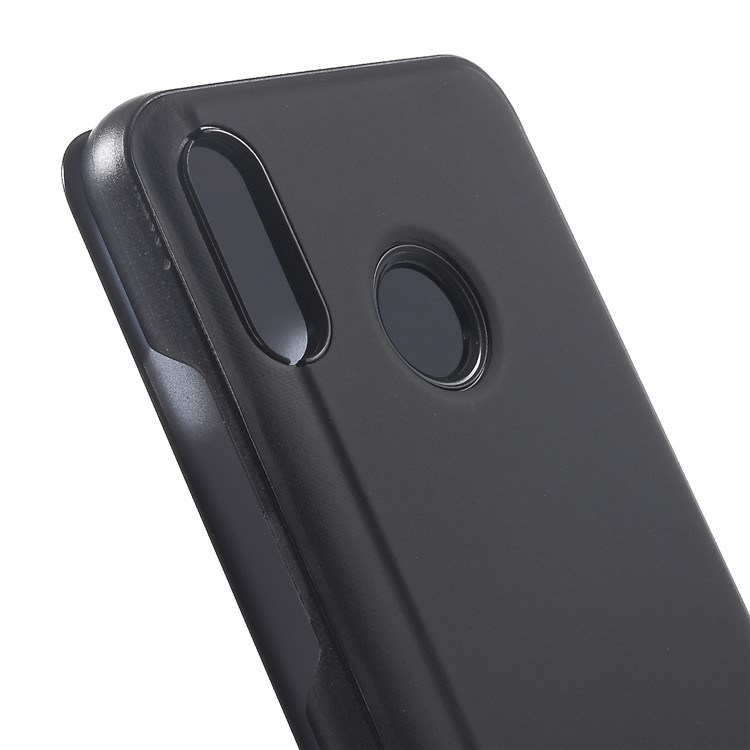 Electroplating Mirror Surface View Window Leather Stand Cover for Huawei nova 3i / P Smart Plus - Black-7