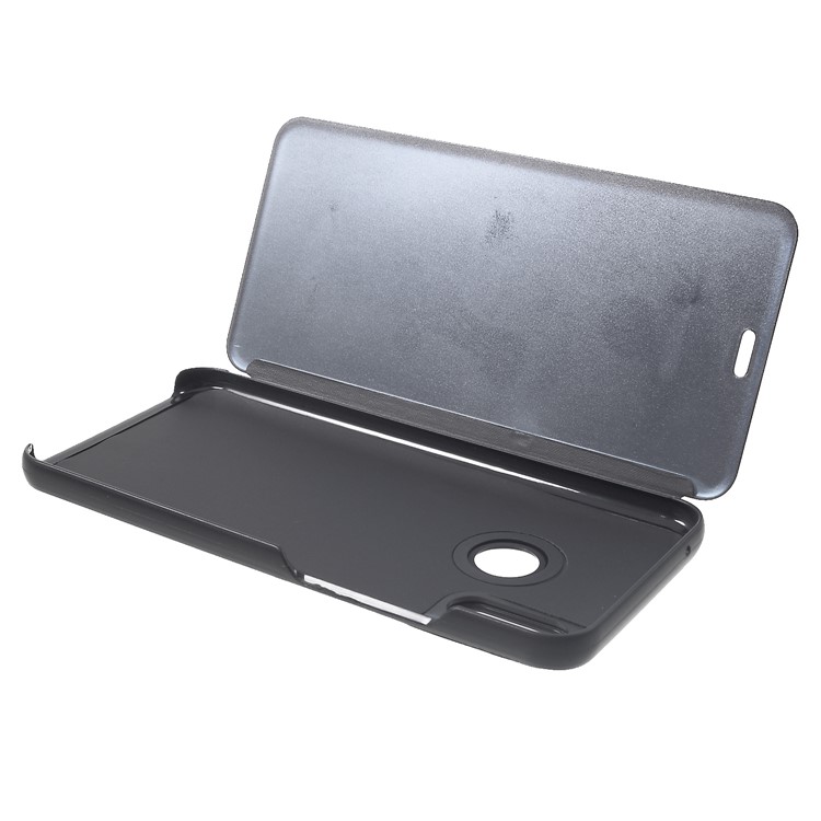 Electroplating Mirror Surface View Window Leather Stand Cover for Huawei nova 3i / P Smart Plus - Black-8