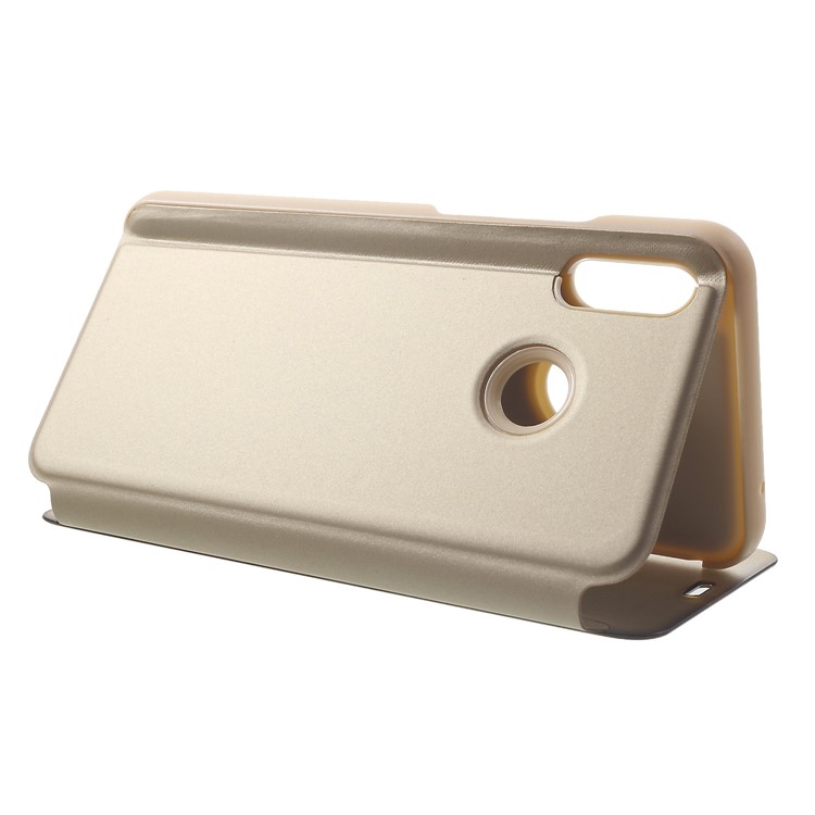 Electroplating Mirror Surface View Window Leather Stand Phone Case for Huawei nova 3i / P Smart+ - Gold-5