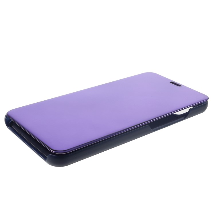 Electroplating Mirror Surface View Window Leather Stand Case Accessory for Huawei nova 3i / P Smart+ - Dark Purple-4