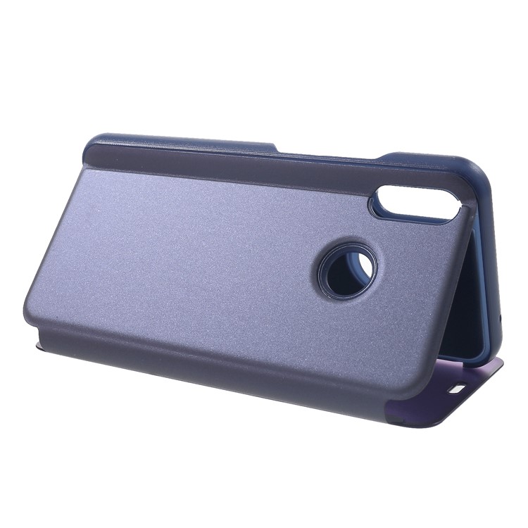 Electroplating Mirror Surface View Window Leather Stand Case Accessory for Huawei nova 3i / P Smart+ - Dark Purple-5