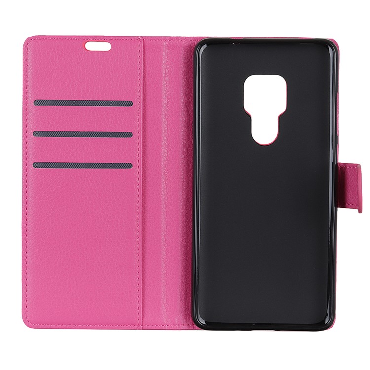 Litchi Skin Wallet Leather Stand Shell for Huawei Mate 20 - Rose-5