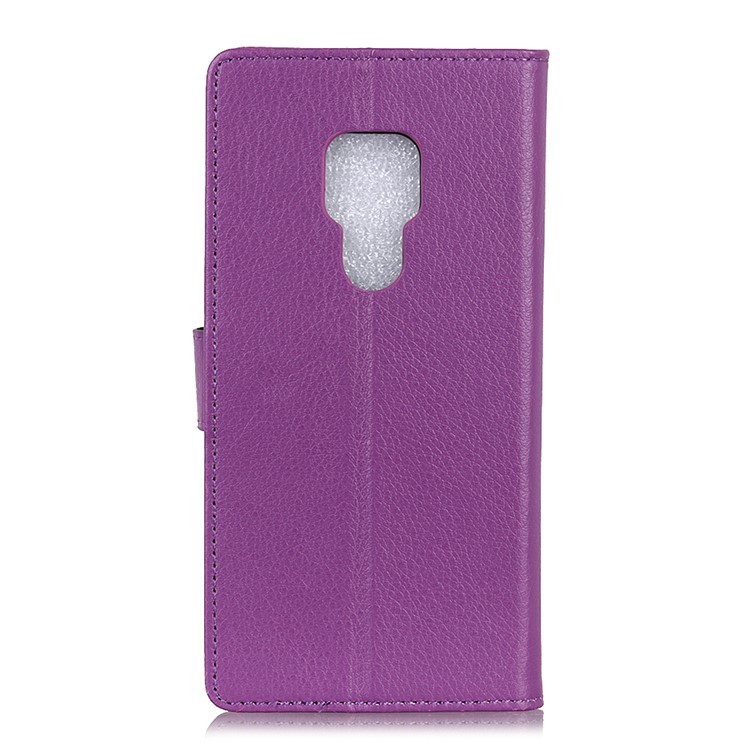 Litchi Skin Leather Wallet Cover for Huawei Mate 20 - Purple-4