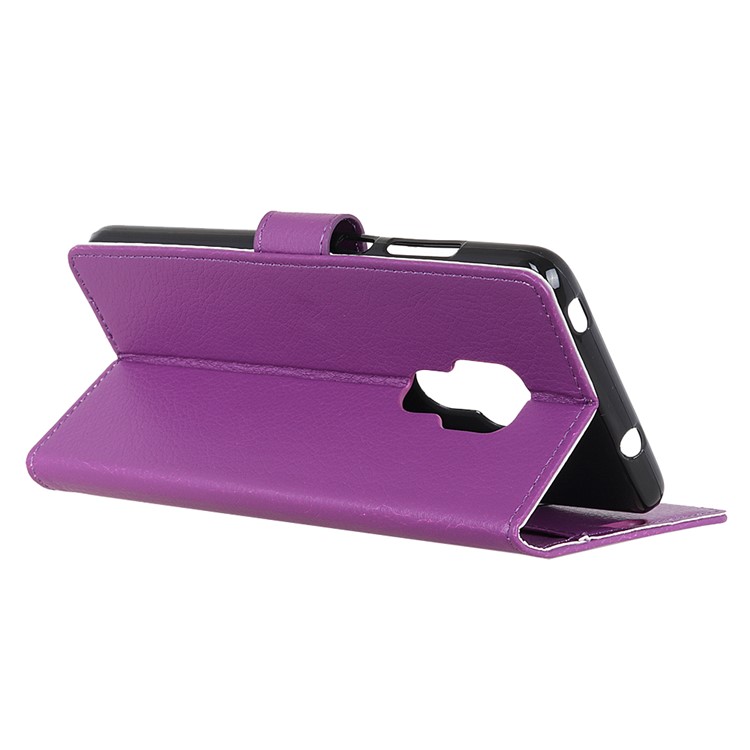 Litchi Skin Leather Wallet Cover for Huawei Mate 20 - Purple-6