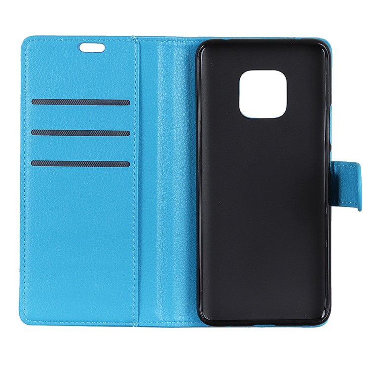 Litchi Skin Magnetic Leather Stand Case for Huawei Mate 20 Pro - Blue-5