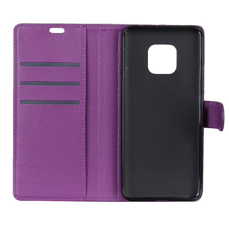 Litchi Skin Magnetic Leather Stand Cover for Huawei Mate 20 Pro - Purple-5