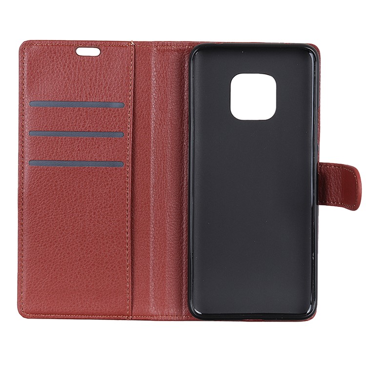 Litchi Skin Leather Stand Case with Card Slots for Huawei Mate 20 Pro - Brown-6