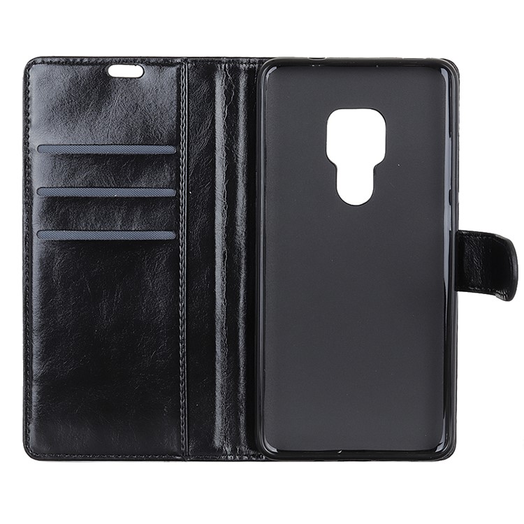 Crazy Horse Leather Case Wallet Stand Cell Phone Cover for Huawei Mate 20 - Black-6