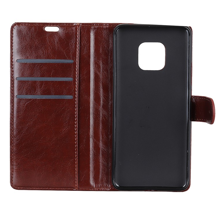 For Huawei Mate 20 Pro Crazy Horse Leather Magnetic Wallet Shell - Brown-4