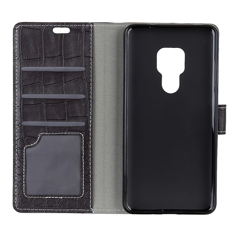 Vintage Crocodile Texture PU Leather Wallet Flip Case for Huawei Mate 20 - Black-4