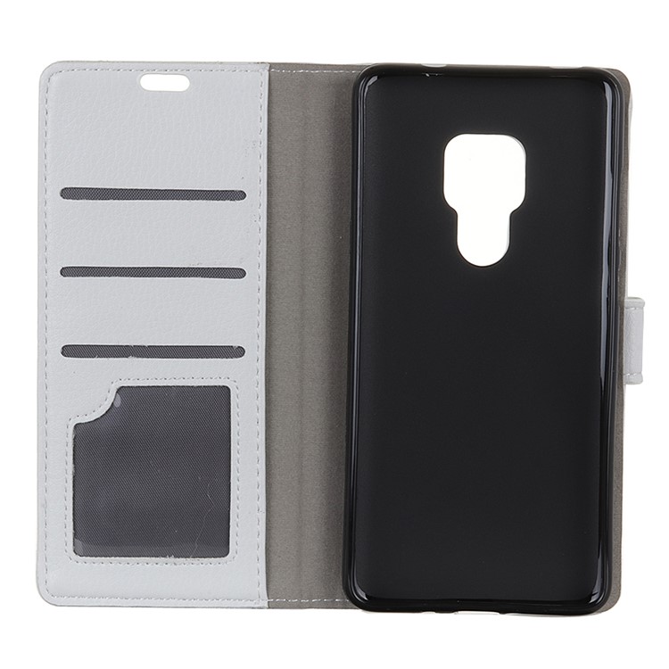 Litchi Texture Portefeuille Support Cuir Coque De Téléphone Pour Huawei Mate 20 - Blanc-3
