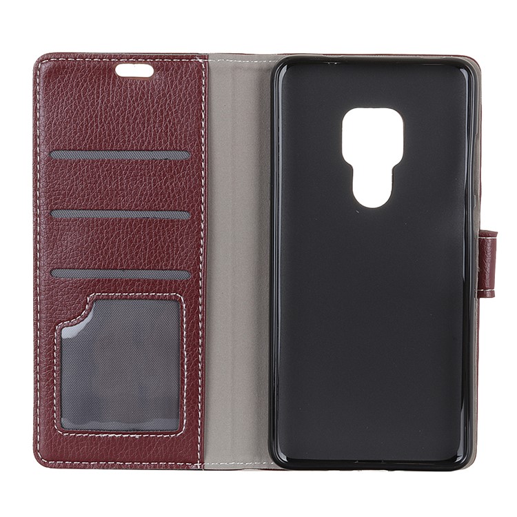 Litchi Texture Wallet Stand Leather Mobile Casing for Huawei Mate 20 - Brown-3