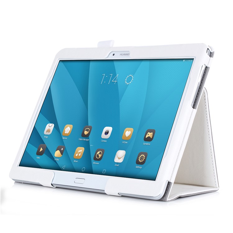 Leather Cover with Elastic Hand Strap for Huawei MediaPad M2 10.0 - White-4