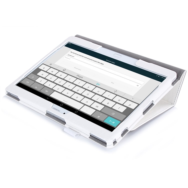 Leather Cover with Elastic Hand Strap for Huawei MediaPad M2 10.0 - White-5