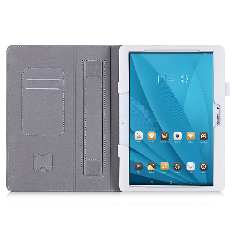 Leather Cover with Elastic Hand Strap for Huawei MediaPad M2 10.0 - White-6