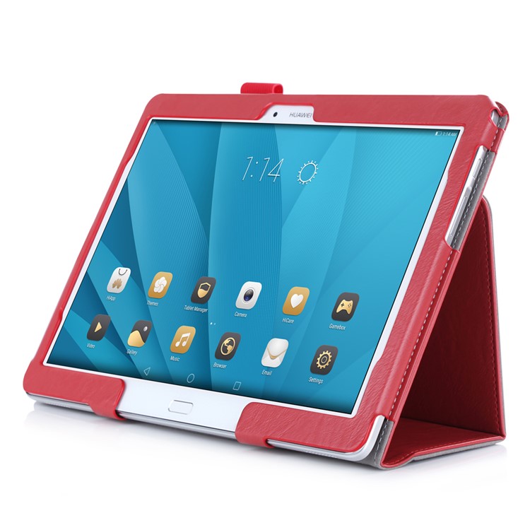 Leather Stand Case with Elastic Hand Strap for Huawei MediaPad M2 10.0 - Red-5