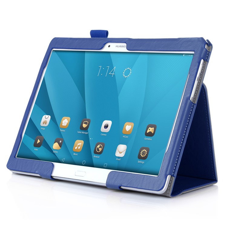 PU Leather Stand Shell with Elastic Hand Strap for Huawei MediaPad M2 10.0 - Blue-4
