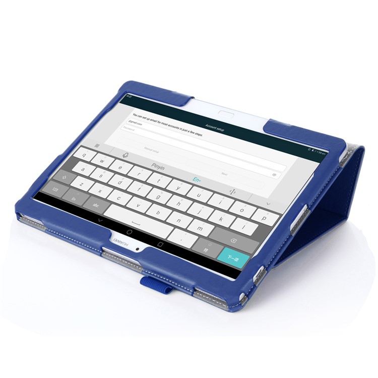 PU Leather Stand Shell with Elastic Hand Strap for Huawei MediaPad M2 10.0 - Blue-6