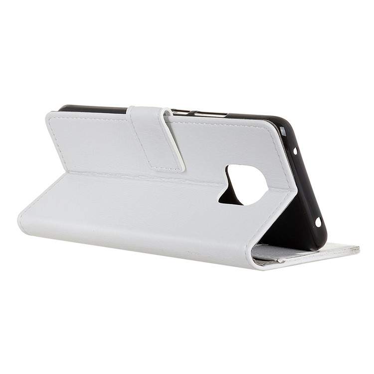 Litchi Texture Wallet Stand Leather Folio Phone Casing for Huawei Mate 20 Pro - White-4
