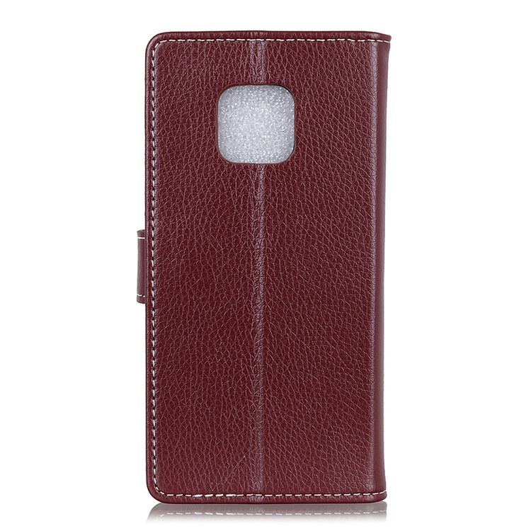 Litchi Texture Leather Wallet Stand Magnetic Cover Case for Huawei Mate 20 Pro - Brown-2