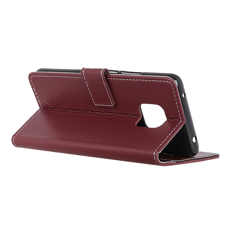 Litchi Texture Leather Wallet Stand Magnetic Cover Case for Huawei Mate 20 Pro - Brown-4
