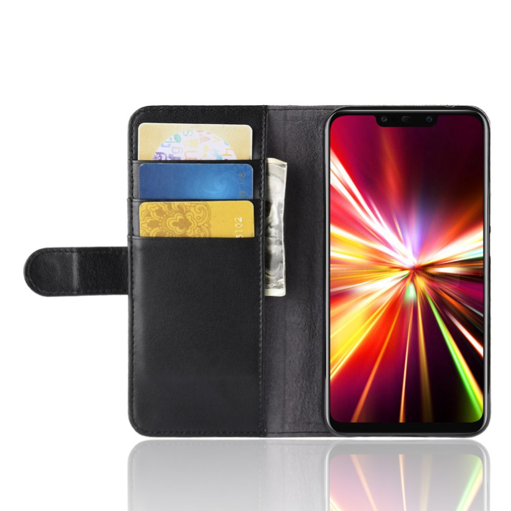 Suporte De Cartão De Couro De Couro Genuíno Capa De Proteção Por Telefone Para Huawei Mate 20 Lite - Preto