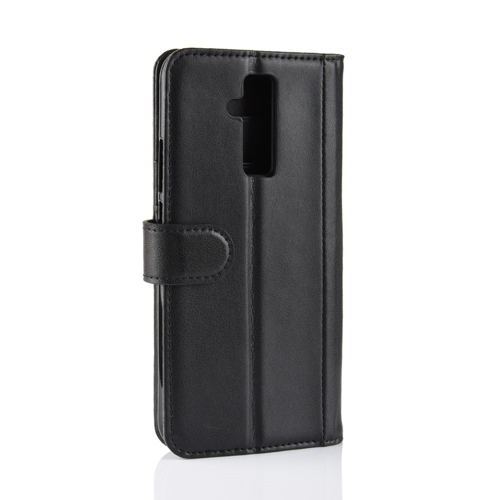 Suporte De Cartão De Couro De Couro Genuíno Capa De Proteção Por Telefone Para Huawei Mate 20 Lite - Preto