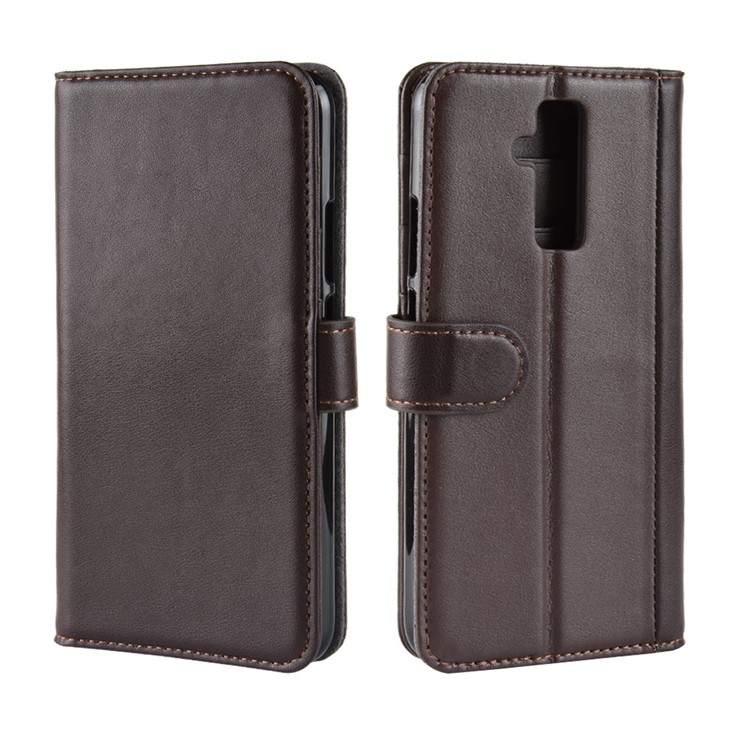 Genuine Split Leather Stand Flip Magnetic Cover with Card Holders for Huawei Mate 20 Lite - Brown-2