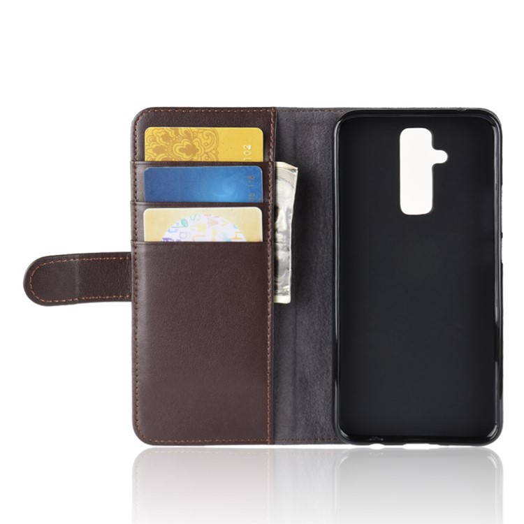 Genuine Split Leather Stand Flip Magnetic Cover with Card Holders for Huawei Mate 20 Lite - Brown-5