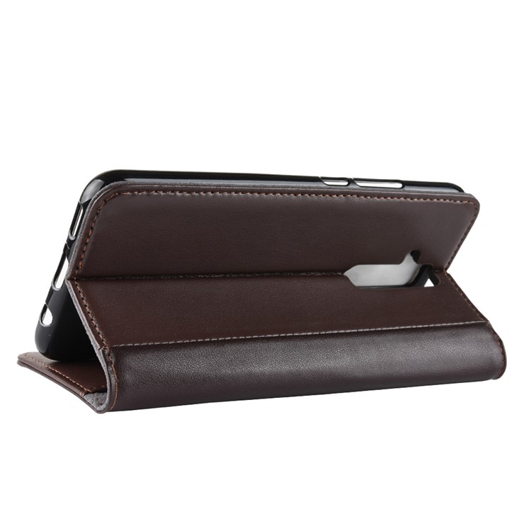Genuine Split Leather Stand Flip Magnetic Cover with Card Holders for Huawei Mate 20 Lite - Brown-7