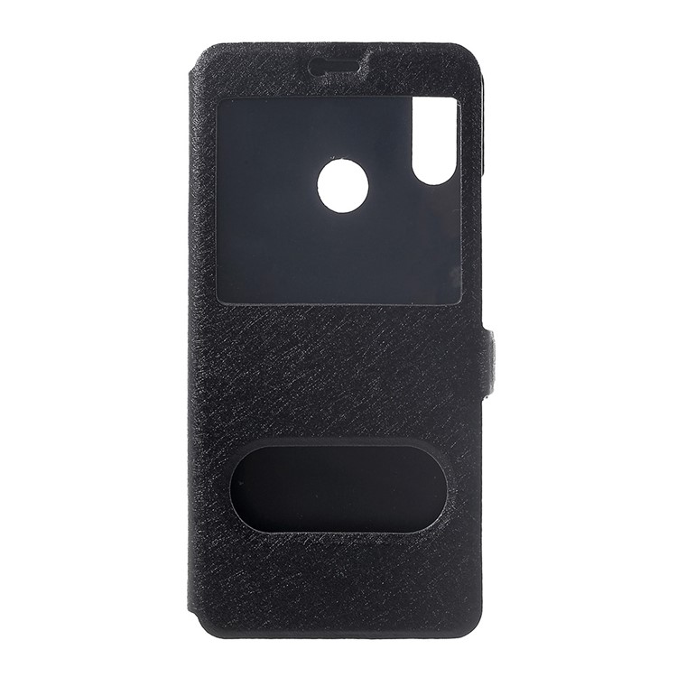 Silk Texture Dual Window Leather Case for Huawei nova 3i / P Smart Plus - Black-1