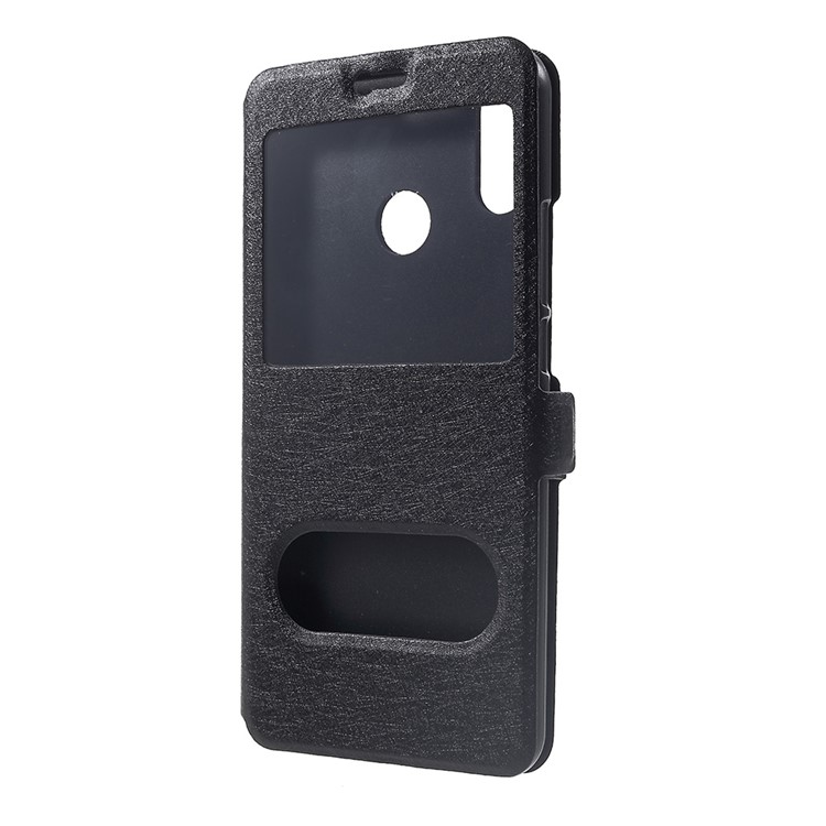 Silk Texture Dual Window Leather Case for Huawei nova 3i / P Smart Plus - Black-2