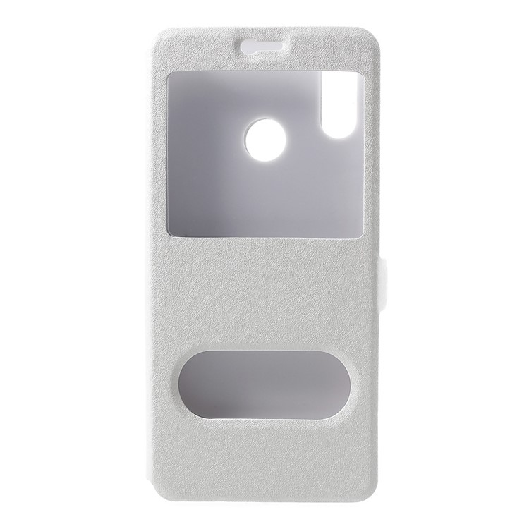Capa De Telefone De Couro De Janela Dupla De Textura De Seda Para Huawei Nova 3i / P Mais Inteligente - Branco-1