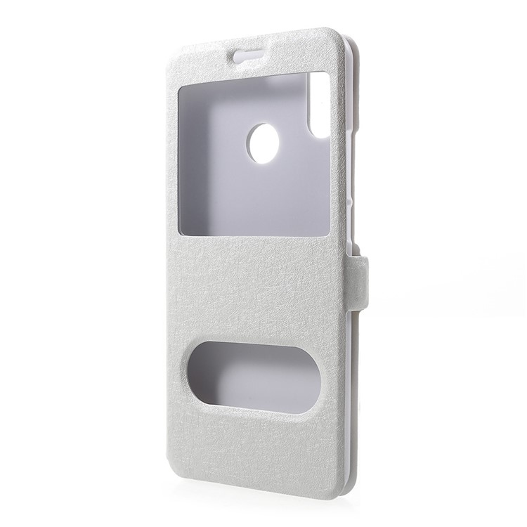 Capa De Telefone De Couro De Janela Dupla De Textura De Seda Para Huawei Nova 3i / P Mais Inteligente - Branco-2