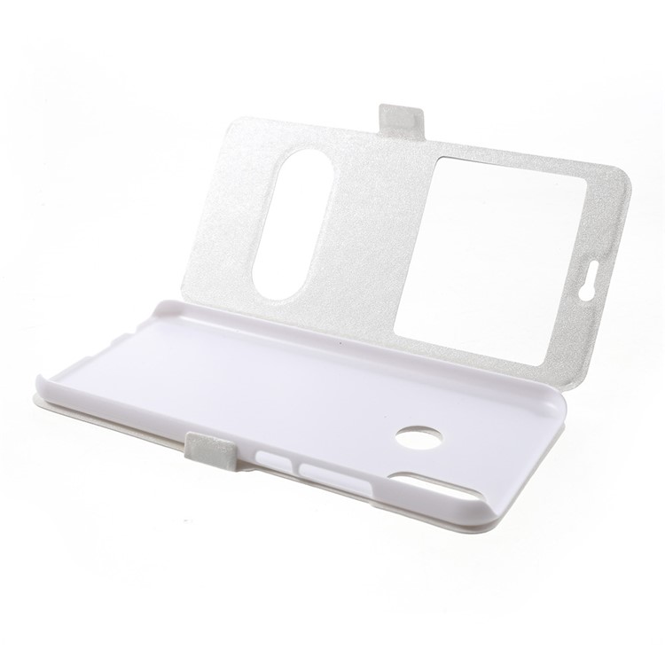 Capa De Telefone De Couro De Janela Dupla De Textura De Seda Para Huawei Nova 3i / P Mais Inteligente - Branco-5